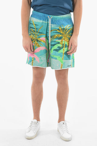 TYSON REEDER X CELINE Fleeced Shorts with AUTOBAHN Print