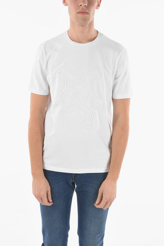 CC COLLECTION T-Shirt in Cotone Stretch con Logo in Rilievo