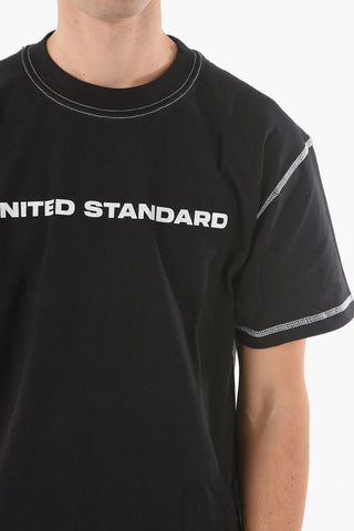 Logo Printed Crew-neck T-shirt with Visible Stitching