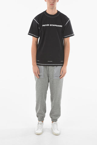 Logo Printed Crew-neck T-shirt with Visible Stitching