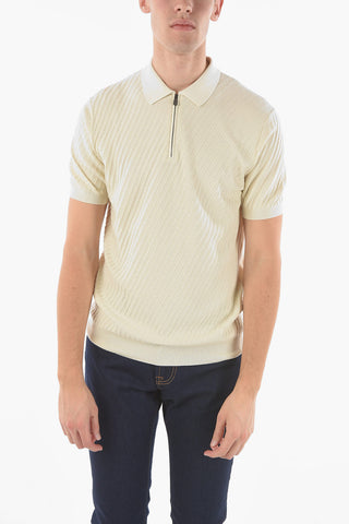 Half Zipped Jacquard Cotton Polo