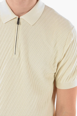Half Zipped Jacquard Cotton Polo