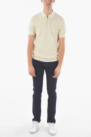 Half Zipped Jacquard Cotton Polo