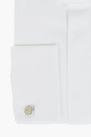 Camicia in Cotone con Collo Diplomatico e Abbottonatura Nascosta