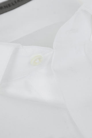 Camicia in Cotone con Collo Diplomatico e Abbottonatura Nascosta