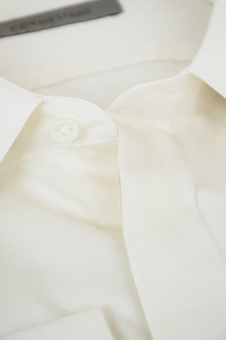 Camicia in Cotone con Gemelli e Abbottonatura Nascosta