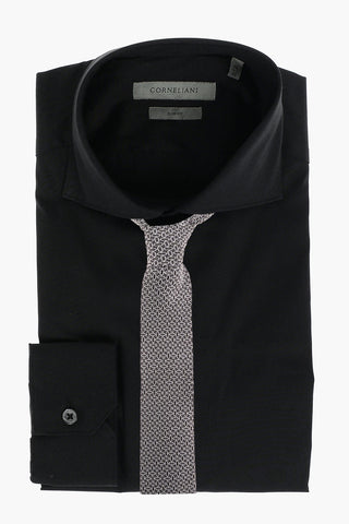 Poplin Cotton-blend Slim Fit Shirt with Standard Collar