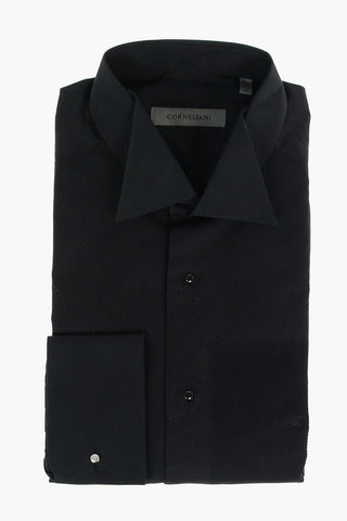 COUTURE Camicia in Cotone Birds'Eye con Collo Diplomatico