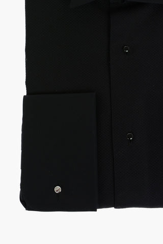 COUTURE Camicia in Cotone Birds'Eye con Collo Diplomatico