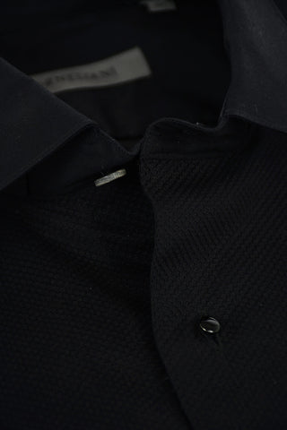 COUTURE Camicia in Cotone Birds'Eye con Collo Diplomatico