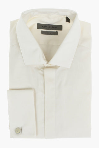 Slim Fit Standard Collar Cotton Shirt with Hidden Buttoning
