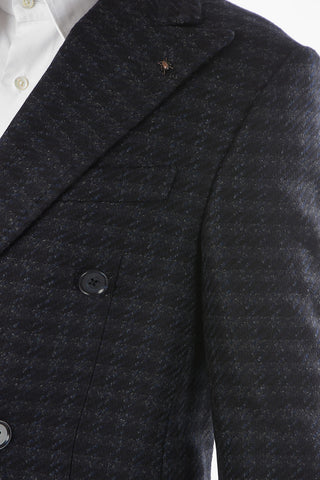 CC COLLECTION Double-breasted Maxi Houndstooth Patterned Coat