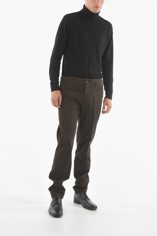 ID Cotton Stretch Mid Waist Pants with Belt Loops