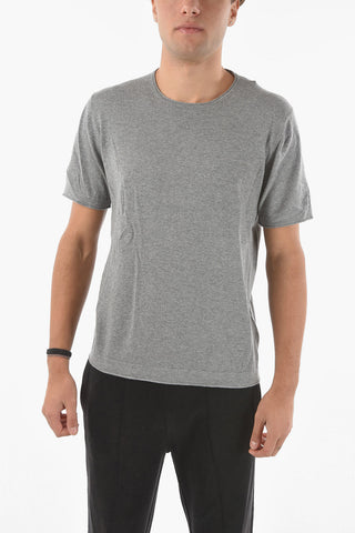 Crew Neck Short-sleeved Cashmere Blend Sweater