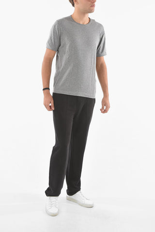 Crew Neck Short-sleeved Cashmere Blend Sweater