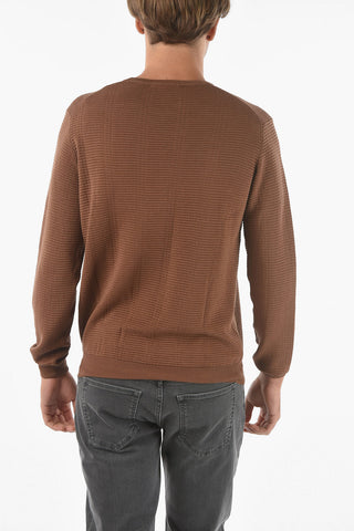 Textured Pima Cotton Crewneck Sweater