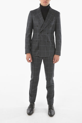 CC COLLECTION Double-breasted REWARD Windowpane Check Suit