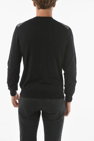 ID Crew Neck Geometric Patterned Virgin Wool Sweater