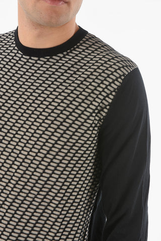 ID Crew Neck Geometric Patterned Virgin Wool Sweater