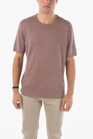 Maglia a Maniche Corte in Lino Texturizzato