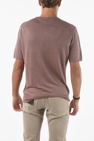 Maglia a Maniche Corte in Lino Texturizzato