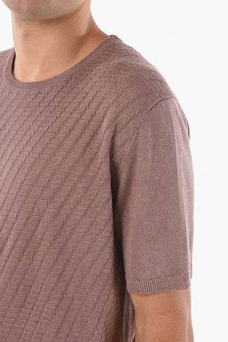 Maglia a Maniche Corte in Lino Texturizzato