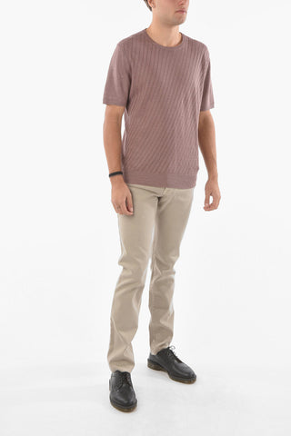Maglia a Maniche Corte in Lino Texturizzato