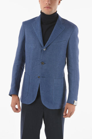 SARTORIA flax side vents notch lapel 3-button blazer