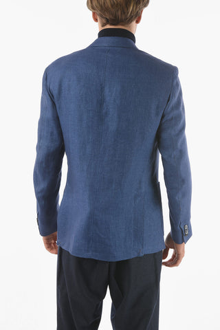 SARTORIA flax side vents notch lapel 3-button blazer