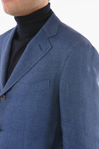 SARTORIA flax side vents notch lapel 3-button blazer