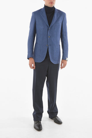 SARTORIA flax side vents notch lapel 3-button blazer