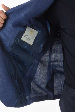 SARTORIA flax side vents notch lapel 3-button blazer