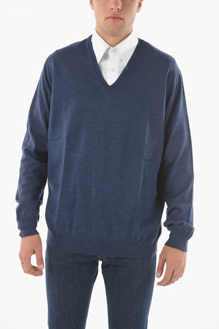 Maglia in Lana Vergine con Collo a V