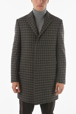 CC COLLECTION Gingham checkered Chesterfield Coat with Hidden Button-fastening