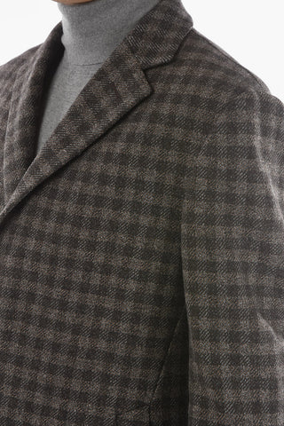CC COLLECTION Gingham checkered Chesterfield Coat with Hidden Button-fastening