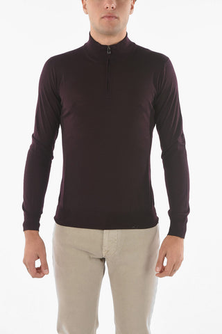 Maglia Mock Neck in Lana Vergine con Half Zip