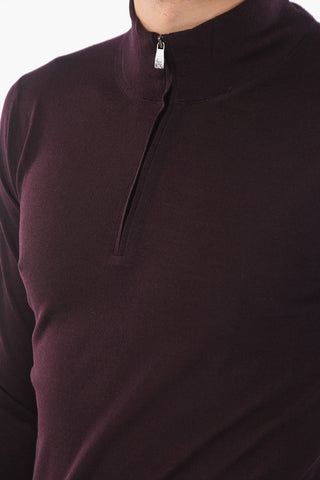 Maglia Mock Neck in Lana Vergine con Half Zip