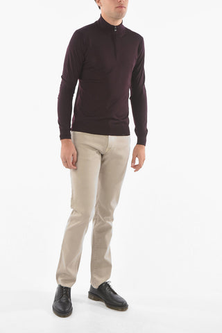 Maglia Mock Neck in Lana Vergine con Half Zip