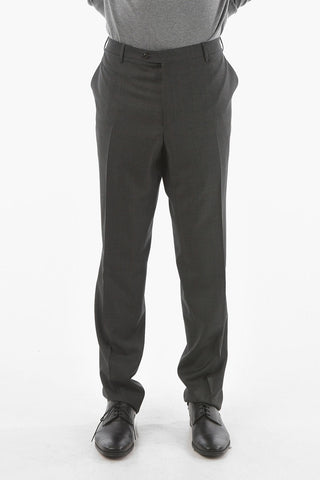Gingham Check Virgin Wool ACADEMY Pants with Scalloped Hem