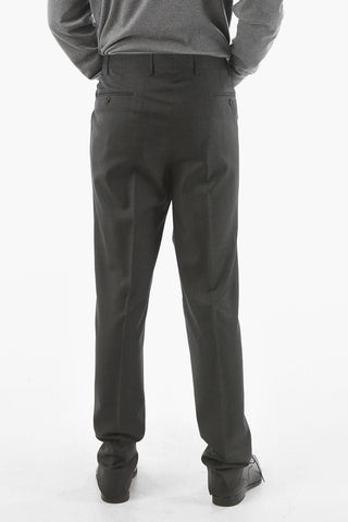 Gingham Check Virgin Wool ACADEMY Pants with Scalloped Hem