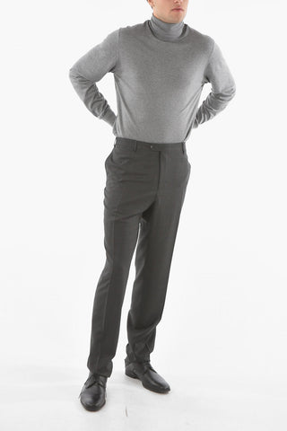 Gingham Check Virgin Wool ACADEMY Pants with Scalloped Hem