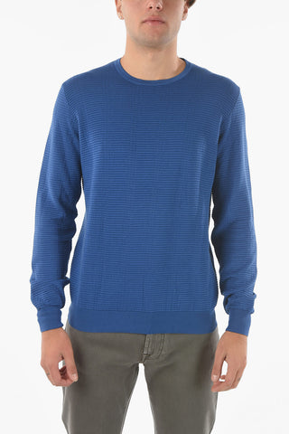 Crew Neck Textured Cotton Sweater