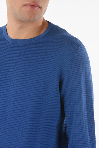 Crew Neck Textured Cotton Sweater
