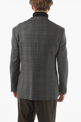 Plaid Virgin Wool and Cashmere Notch Lapel GATE 2-Button Blazer