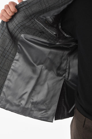 Plaid Virgin Wool and Cashmere Notch Lapel GATE 2-Button Blazer