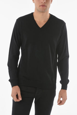 Maglia in Lana Vergine con Collo a V