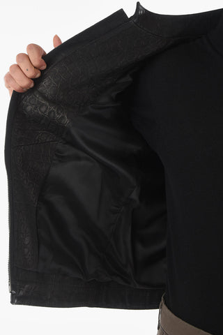 Crocodile Effect Leather Jacket
