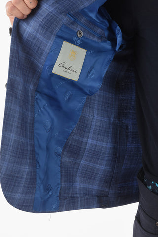 SARTORIA giacca a 3 bottoni plaid due spacchi revers classico