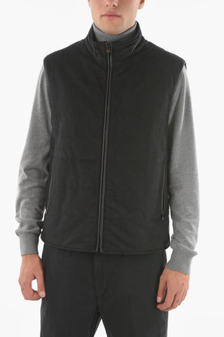 ID Gilet Imbottito IDENTITY Reversibile senza Manica con Rifiniture in Pelle