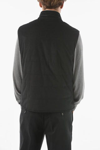 ID Gilet Imbottito IDENTITY Reversibile senza Manica con Rifiniture in Pelle